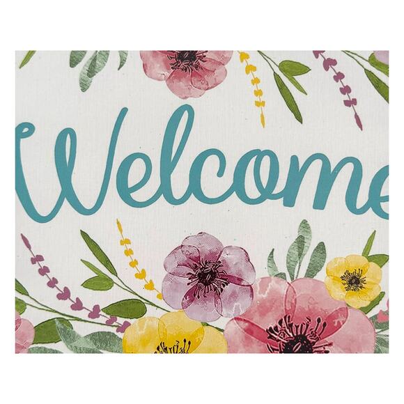 Metal Welcome Flower Spring & Summer Wreath Sign Attachment, Wood Door Hanger - Picture 3 of 4